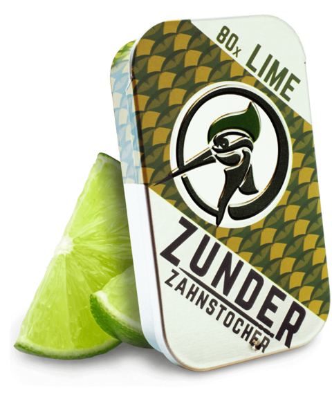 ZUNDER Zahnstocher mit Geschmack - in 5 Erfrischenden Sorten - Lime / Limette